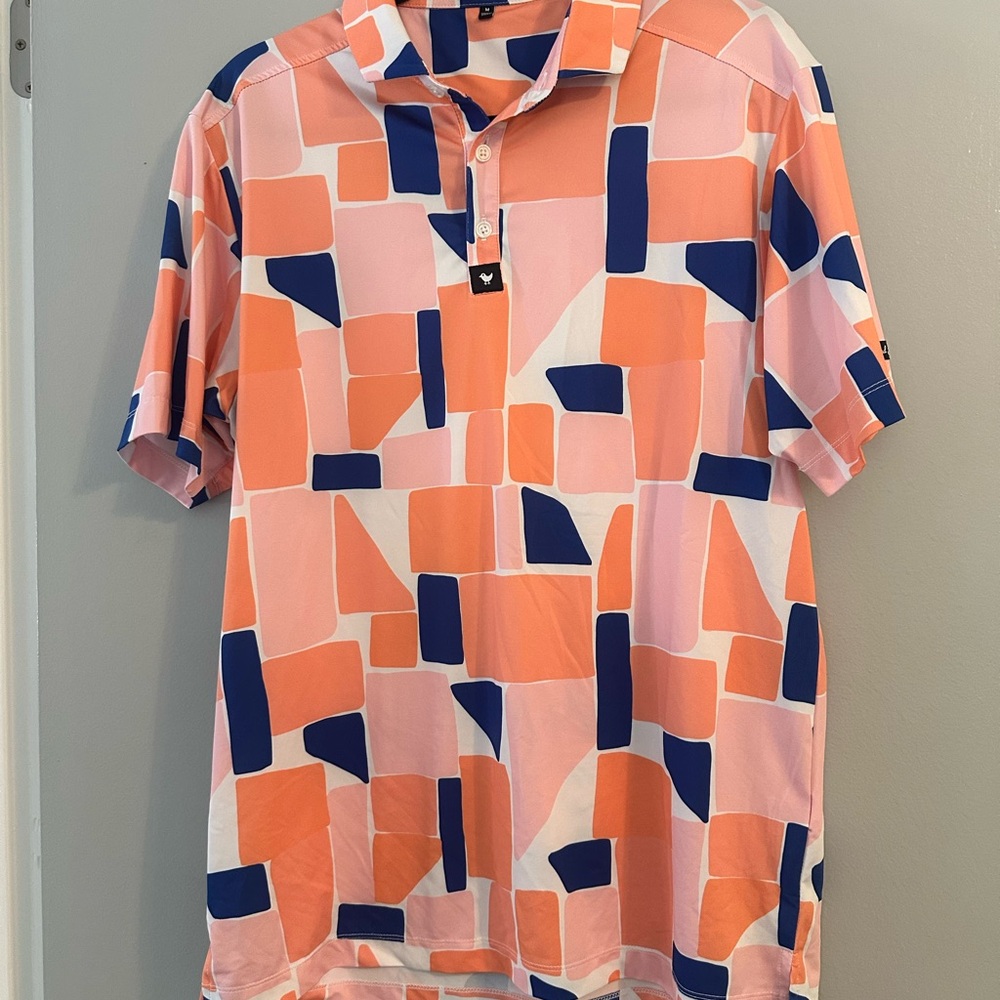 Bad Birdie Colorful Geometric Polo